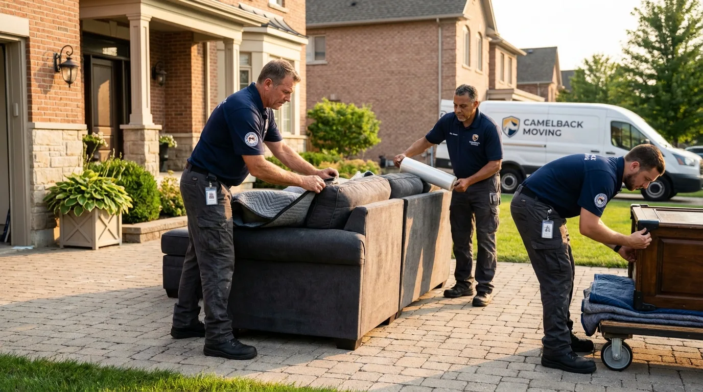 Large estate moving crew wrapping furniture in Rifle, CO